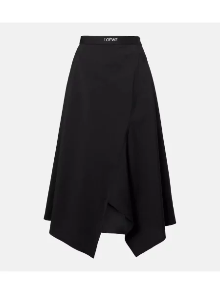 Spódnica midi Loewe z wysoką talią wełniana do kolan czarna