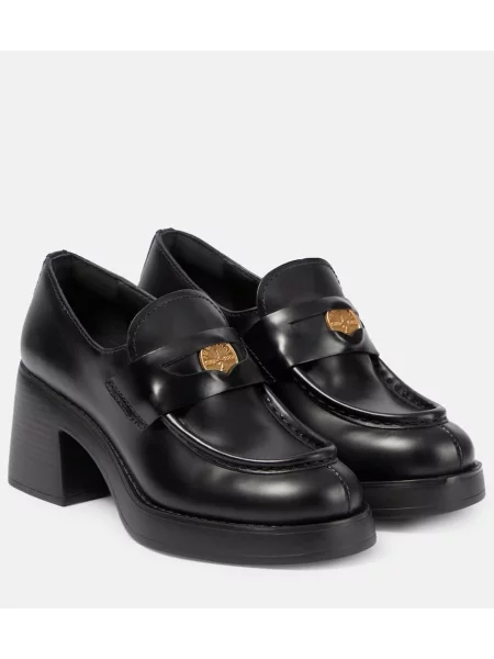 Usnjene loaferke Miu Miu črna