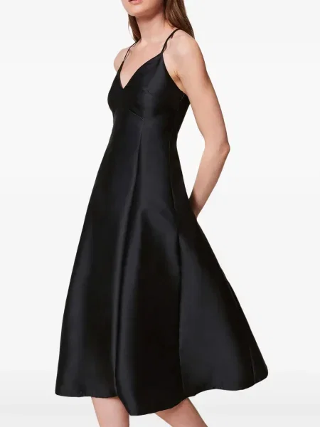 Rochie midi Twinset până la genunchi din țesătură twill de costum negru