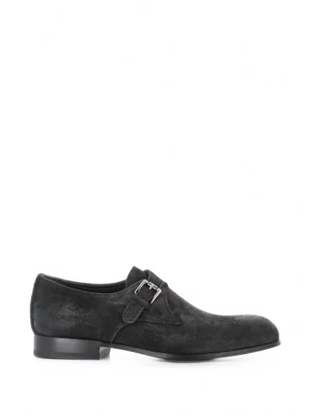 Pantofi loafer Pantanetti cu cataramă cu bretele negru