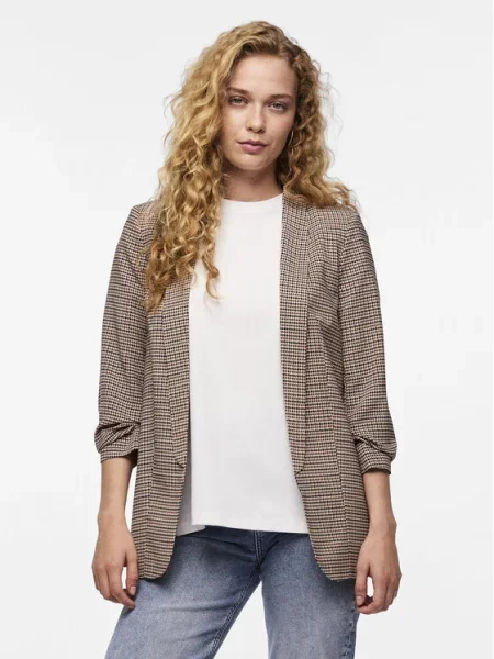 PIECES Sacou BOSS maro deschis / negru / alb bej