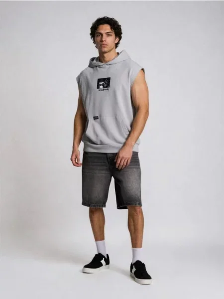 Sinsay Bluza z kapturem z nadrukiem Rocky Balboa szary