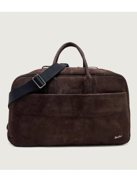 BORSALINO De piele geantă de voiaj maro
