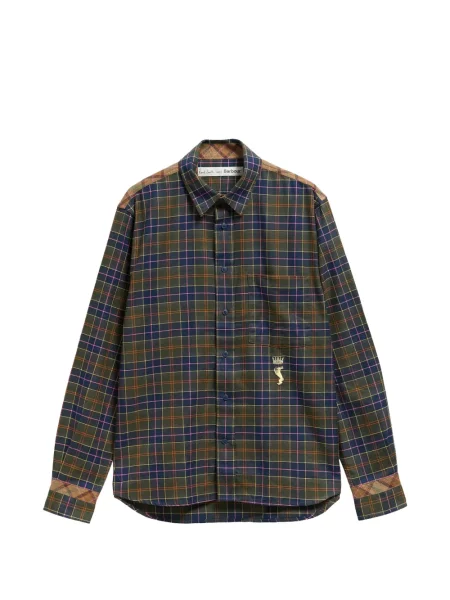 Cămașă Barbour cu broderie în carouri verde