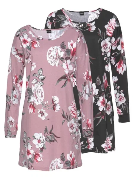 VIVANCE Spalna srajca antracit roza