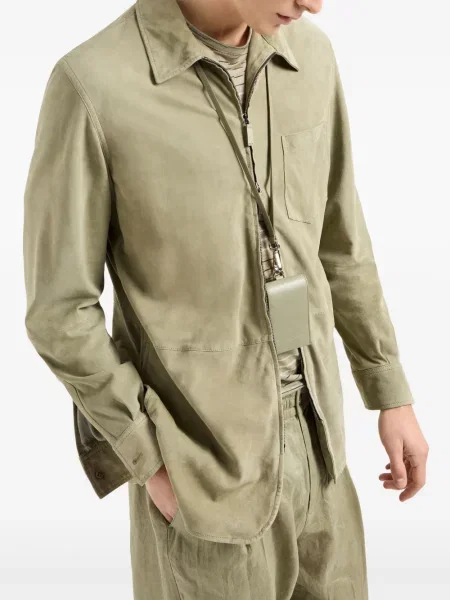 Geacă Giorgio Armani din piele de căprioară verde