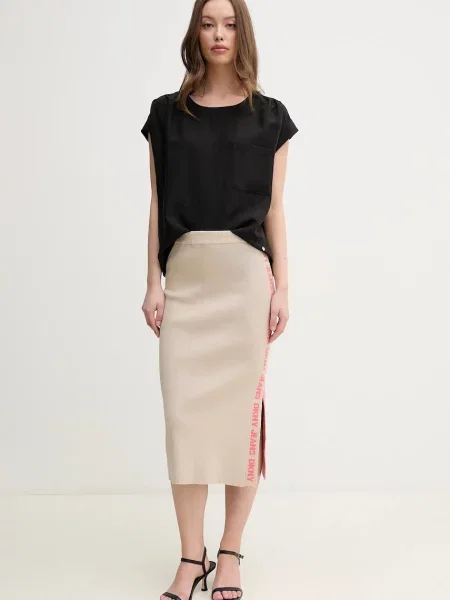Dkny spódnica midi ołówkowa beżowy