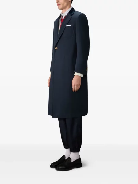 Palton Thom Browne de catifea albastru