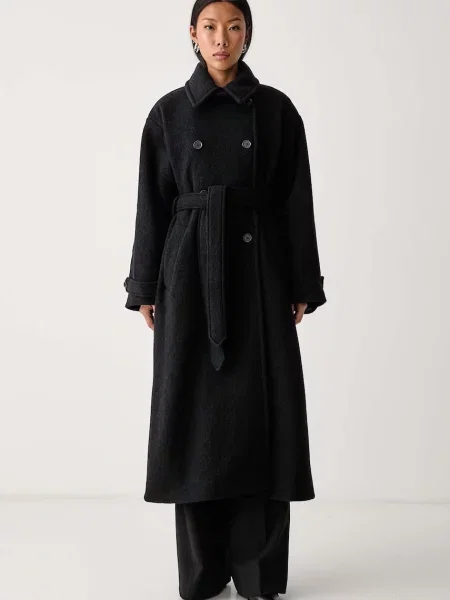 A.P.C. palton pentru femei din lână manteau lea negru