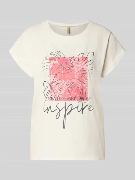 T-shirt z przyszytą zakładką na rękawach model RINA' Soyaconcept różowa