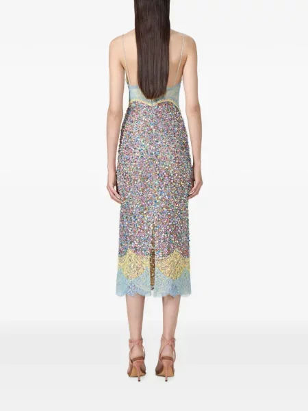 Rochie midi Costarellos din dantelă albastru
