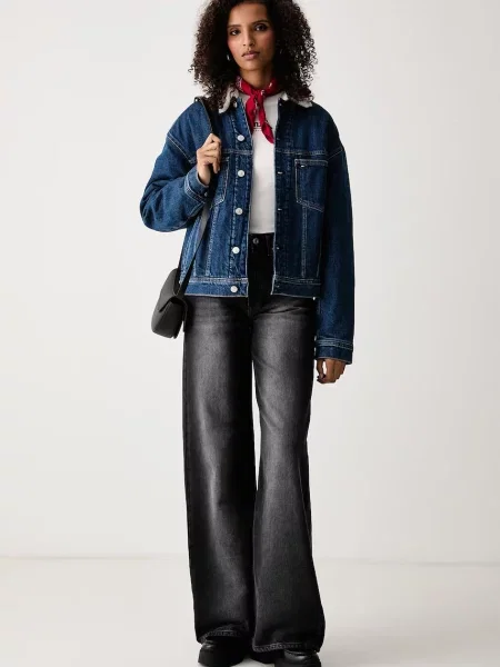 Tommy Jeans prehodna jakna denim modra