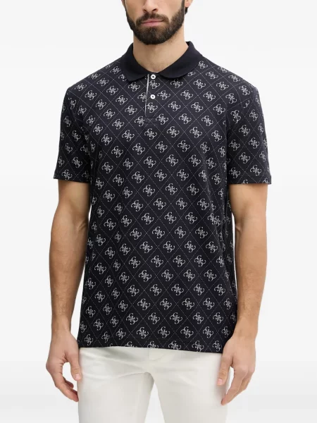 Scurt tricou polo Guess cu imagine albastru