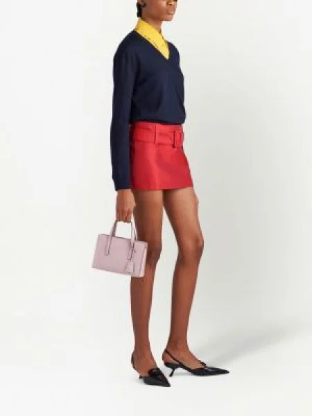 Iš natūralios odos mini odinė rankinė Prada rožinė