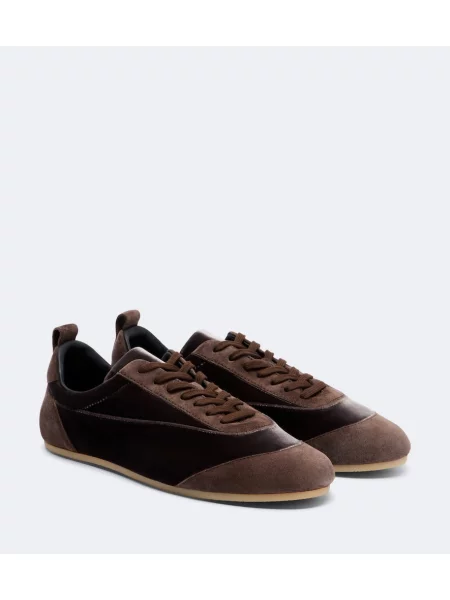 Sneakerși Jil Sander din piele de căprioară maro