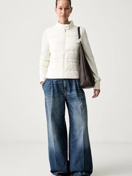 Tommy Hilfiger péřová bunda s příměsí vlny béžová
