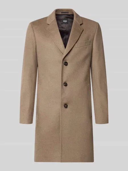 Płaszcz o kroju slim fit z mieszanki wełny i kaszmiru model Boss beżowy