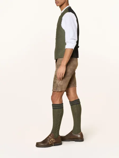 Spieth & Wensky Kožené Kalhoty Harry hnědá / tmavě zelená