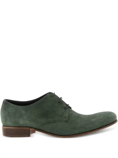 Pantofi derby Julian cu șireturi din piele de căprioară verde