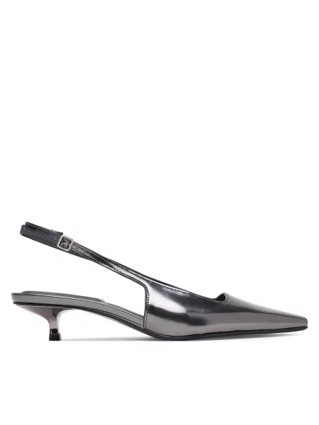 Calvin Klein Salonarji Kitten Heel Pump Sling Mirr Lth Srebrna