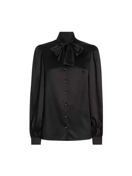Satynowa koszula Dolce And Gabbana z kokardką czarna