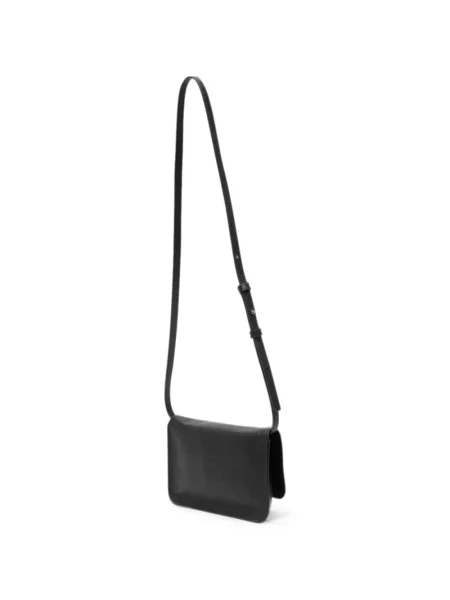 Kožna crossbody torba Marni s autogramom crna