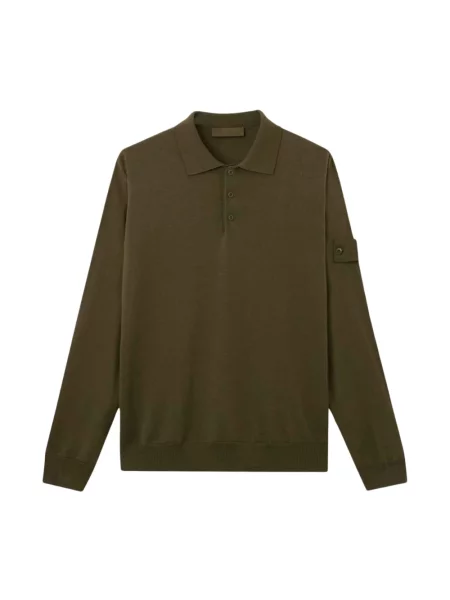 Koszulka polo Stone Island wełniana z kamieniami zielona