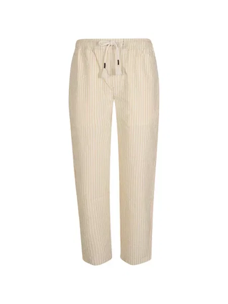 Pantaloni Orlebar Brown cu dungi cu cordon maro