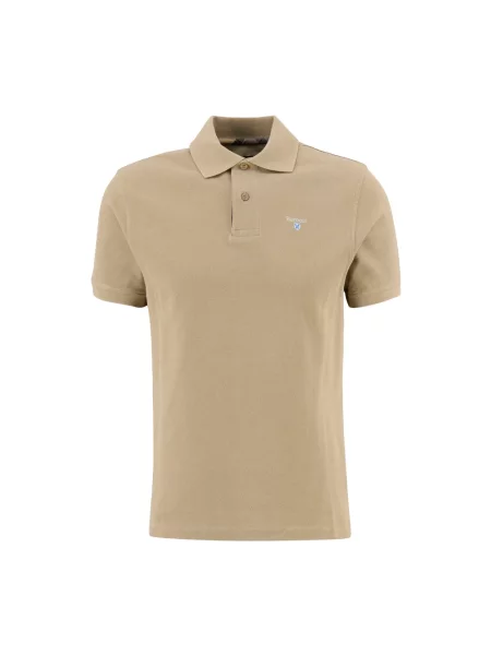 Koszulka polo Barbour w kratę beżowa
