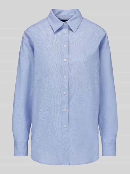 Bluzka z długim rękawem o kroju regular fit z czystej bawełny Lauren Ralph Lauren błękitna