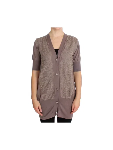 Sweter Pink Memories koronkowy elegancki fioletowy