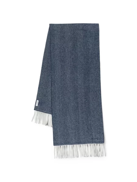 Šal Lanvin na rese s herringbone uzorkom plava
