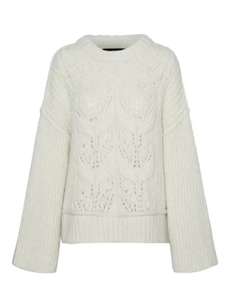 VERO MODA Pulover MORNA lână alb