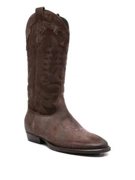 Велурени каубой боти Gisel Moire бродирани кафяво