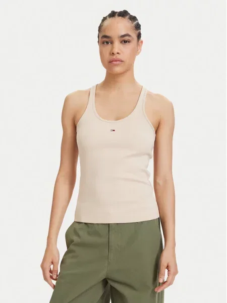 Tommy Jeans Felső Racerback Világos bézs