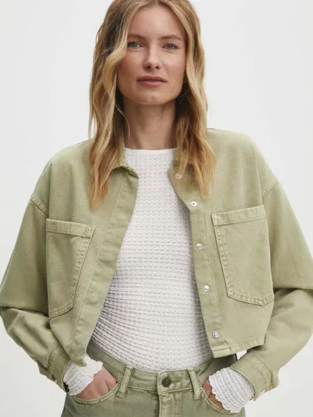 Дънково яке Answear Lab преходен модел зелено