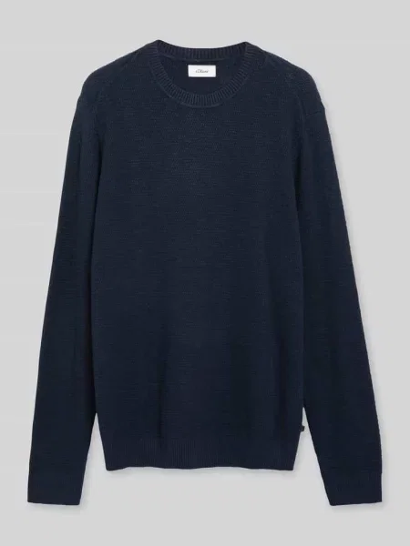 Sweter o fakturze strukturalnego splotu z czystej bawełny S.oliver Red Label granatowy