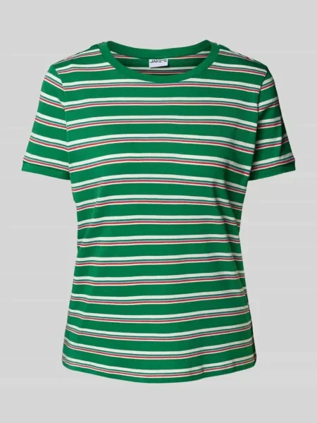 T-shirt z prążkowanymi wykończeniami Jake*s Casual zielona