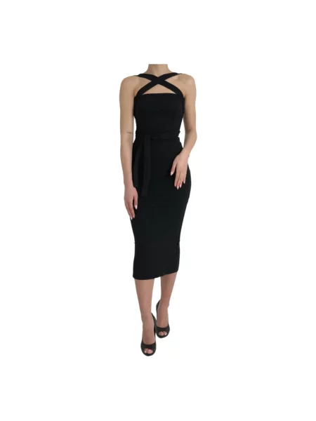 Sukienka midi Dolce And Gabbana z dekoltem halter czarna