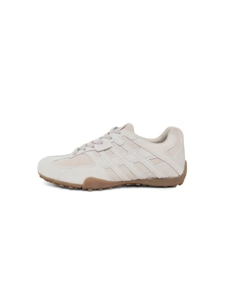 Sneakerși Geox cu model piele de șarpe alb