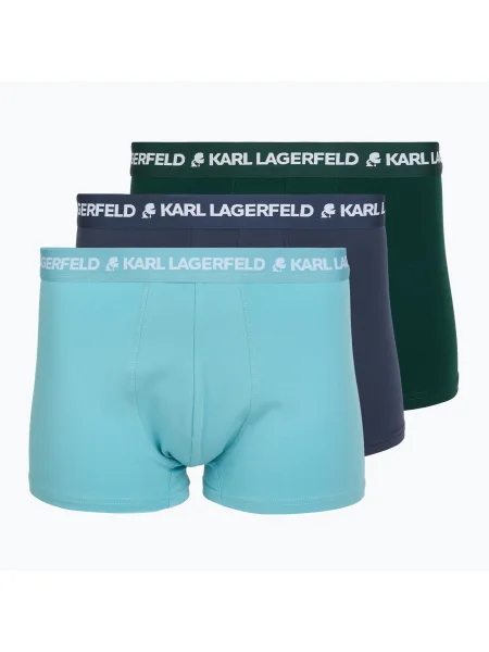 Boxeri pentru bărbați KARL LAGERFELD Logo Trunk Multiband 3 perechi dark sea/indigo/blue albastru