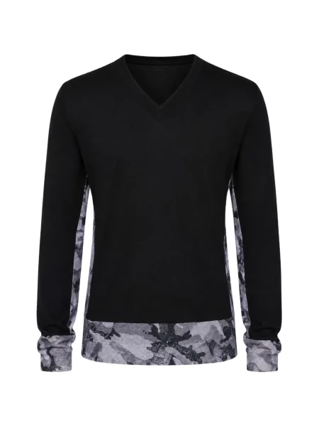 Pulover Dolce & Gabbana cu decolteu în V cu model camuflaj negru
