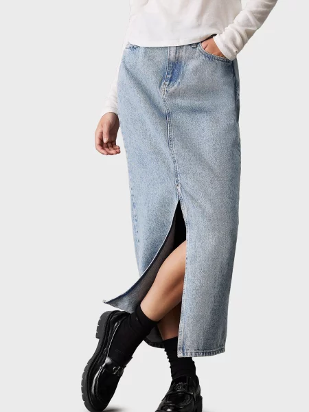 Максі джинсова спідниця Calvin Klein Jeans блакитна