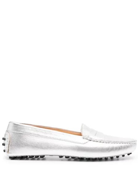 Pantofi loafer Scarosso din piele argintiu
