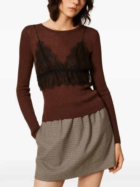 Top Twinset de mătase maro
