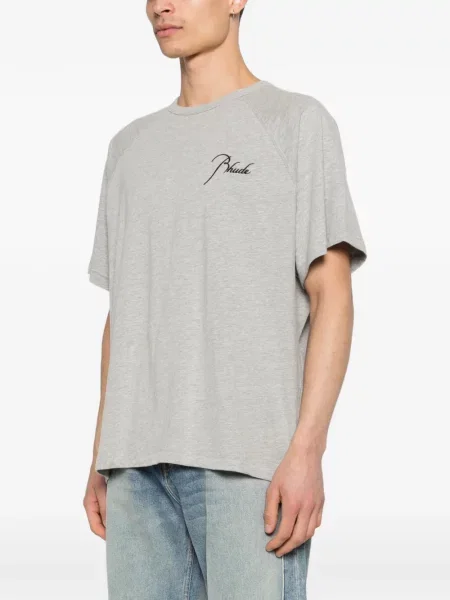 Tricou Rhude cu broderie gri