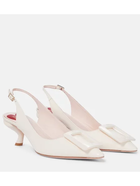 Pantofi cu toc Roger Vivier din piele slingback alb