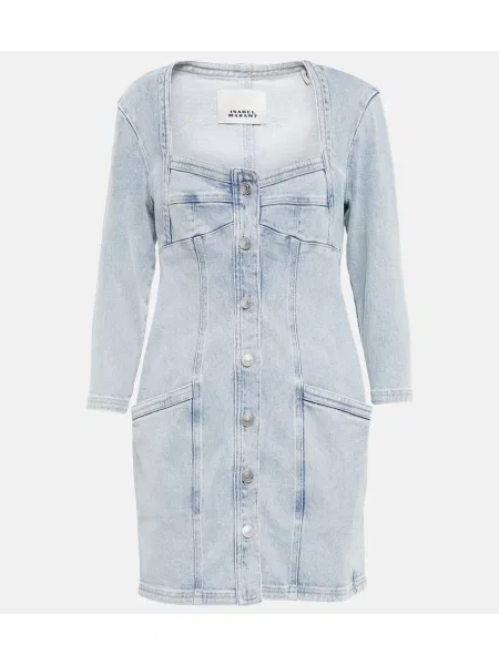 Rochie din denim Isabel Marant albastru