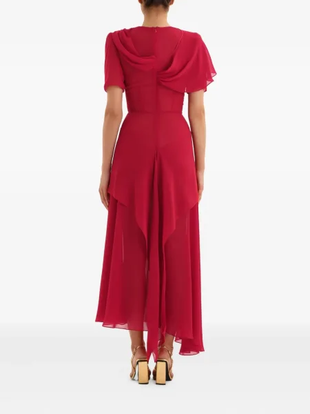 Rochie midi Post Meridiem drapată până la genunchi de costum roșu