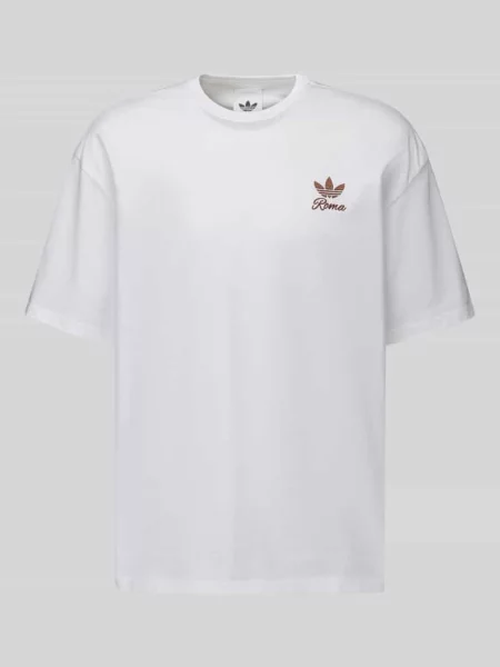 T-shirt z lnu z dużym nadrukiem z tyłu Adidas Originals biała